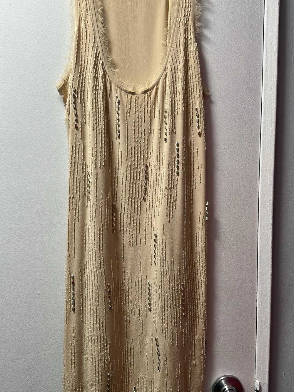 Madison Marcus Cream Beaded Maxi Dress